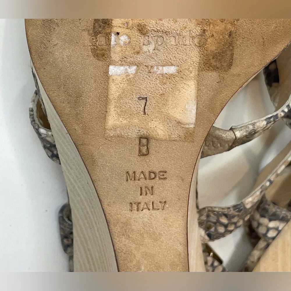 Kate Spade‎ Snakeskin Pattern Wedges Sandals Size 7 B